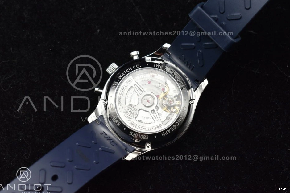 Z+F Strap A69355 Portuguese IW3716 Rubber Blue 1:1 White Blue on Best Chrono Dial Edition 1104